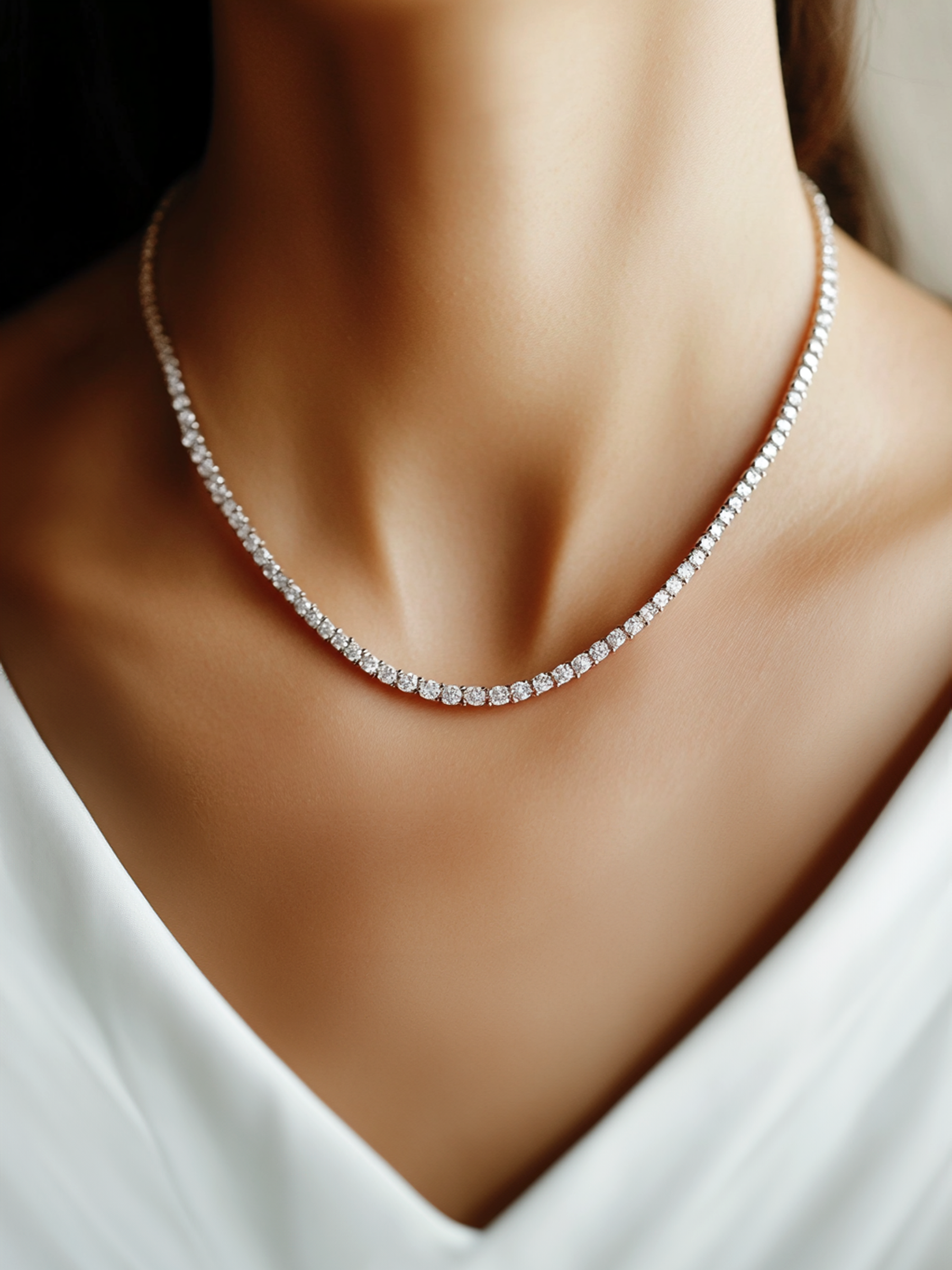 Sparkling Tennis Necklace AJ™ Rhodium Plated