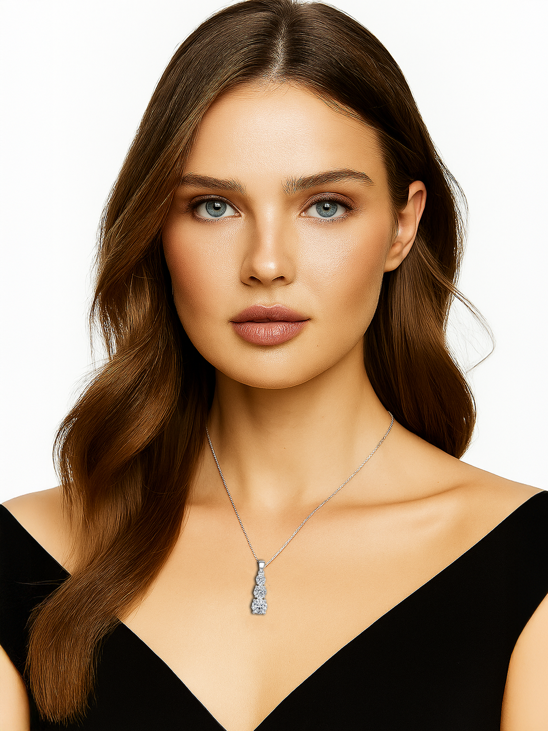 Silver Trilogy Drop Necklace