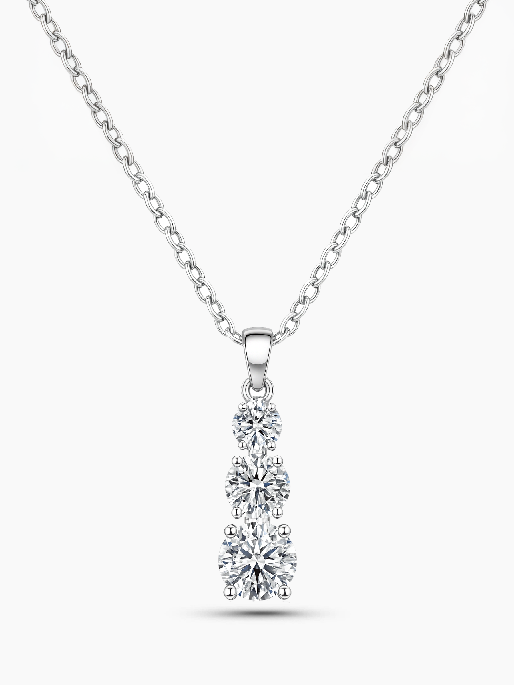 Silver Trilogy Drop Necklace