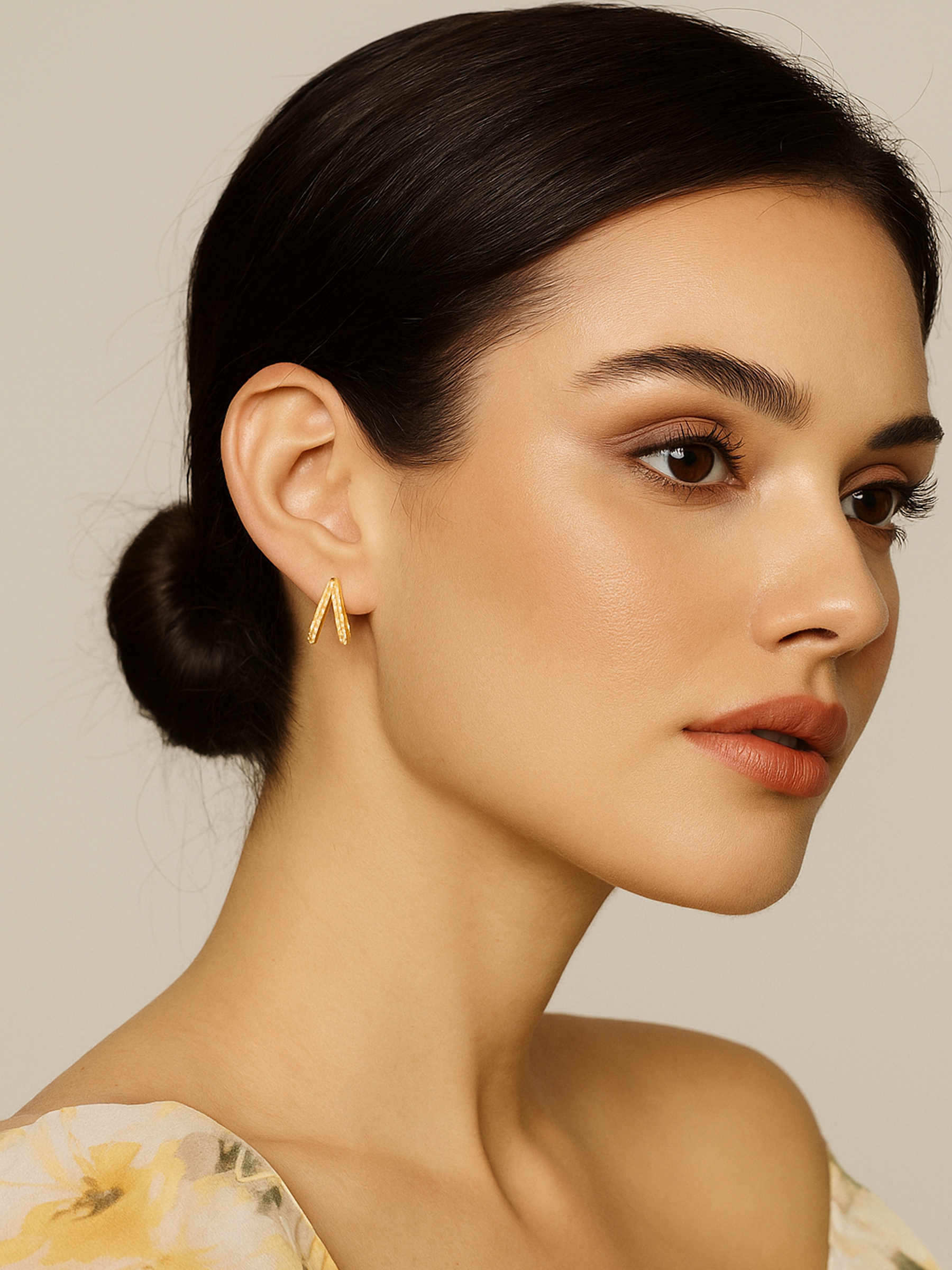 Gold Double Hoop Huggie Earrings
