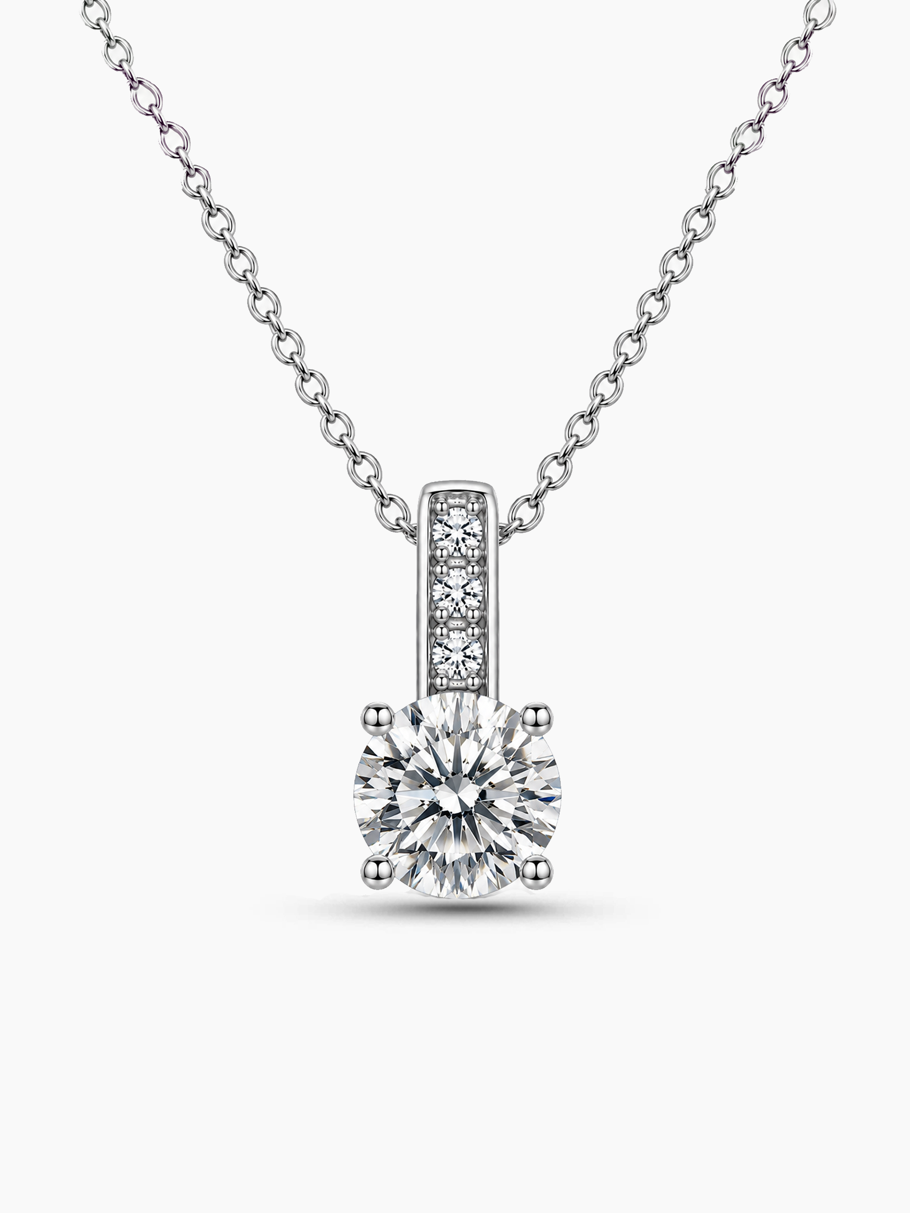 2.5Ct Moissanite Round Cut Pendant Necklace