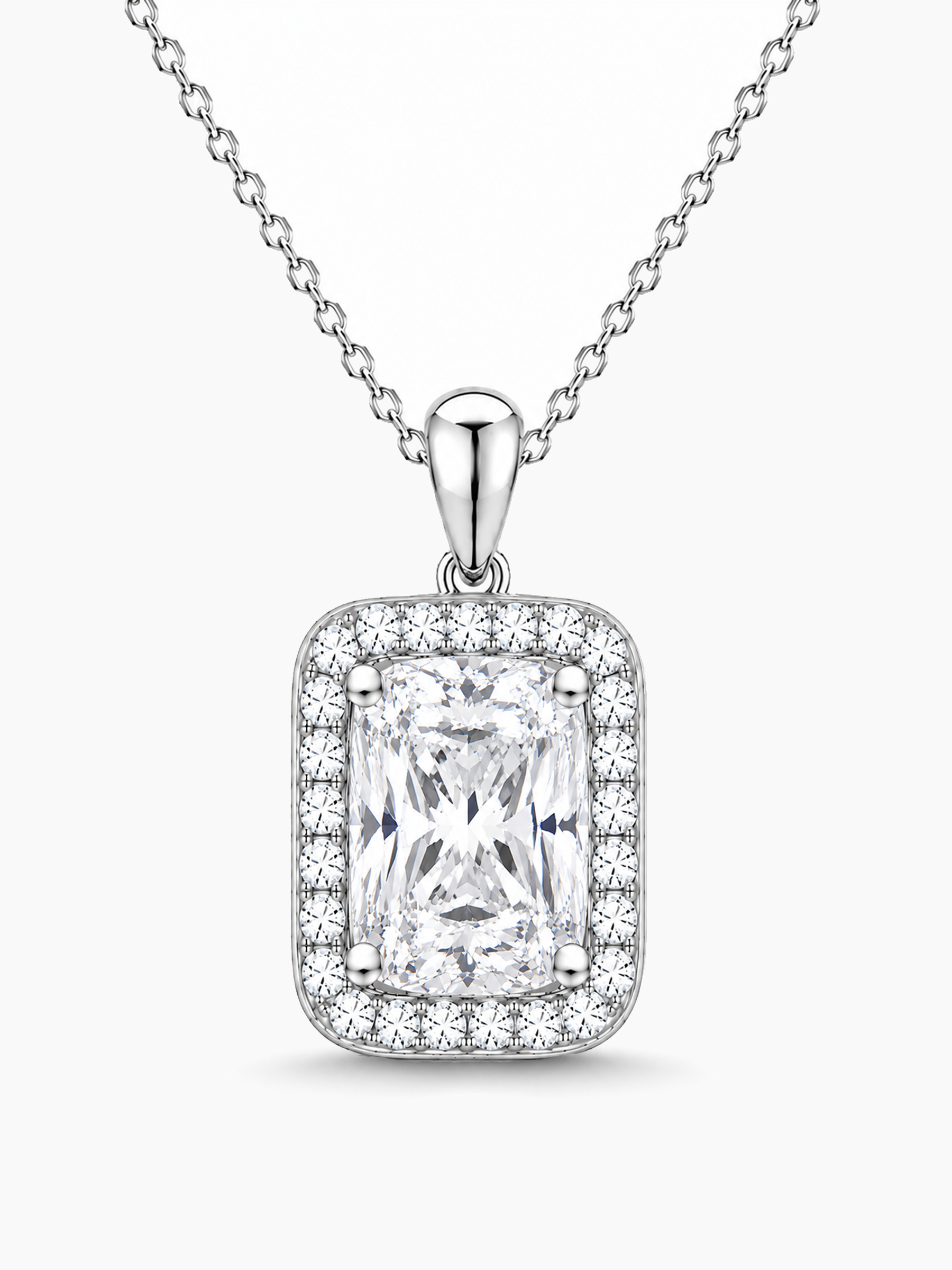 3Ct Lab White Sapphire Pendant Necklace