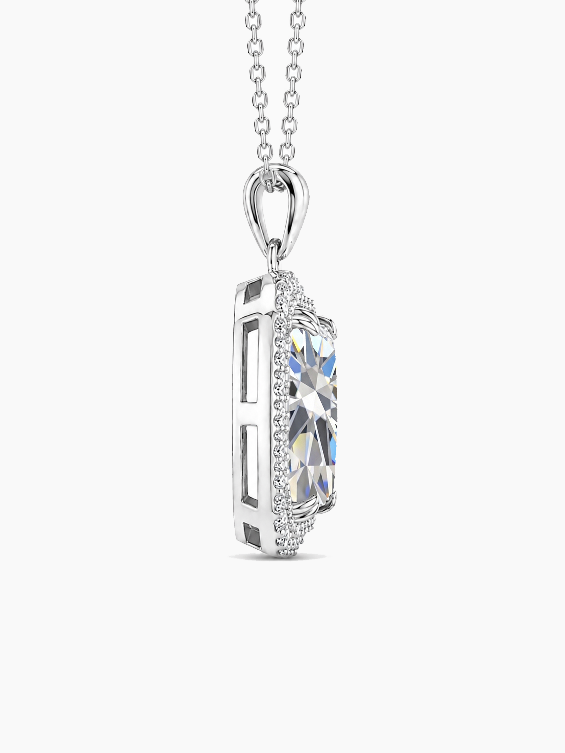 3Ct Lab White Sapphire Pendant Necklace