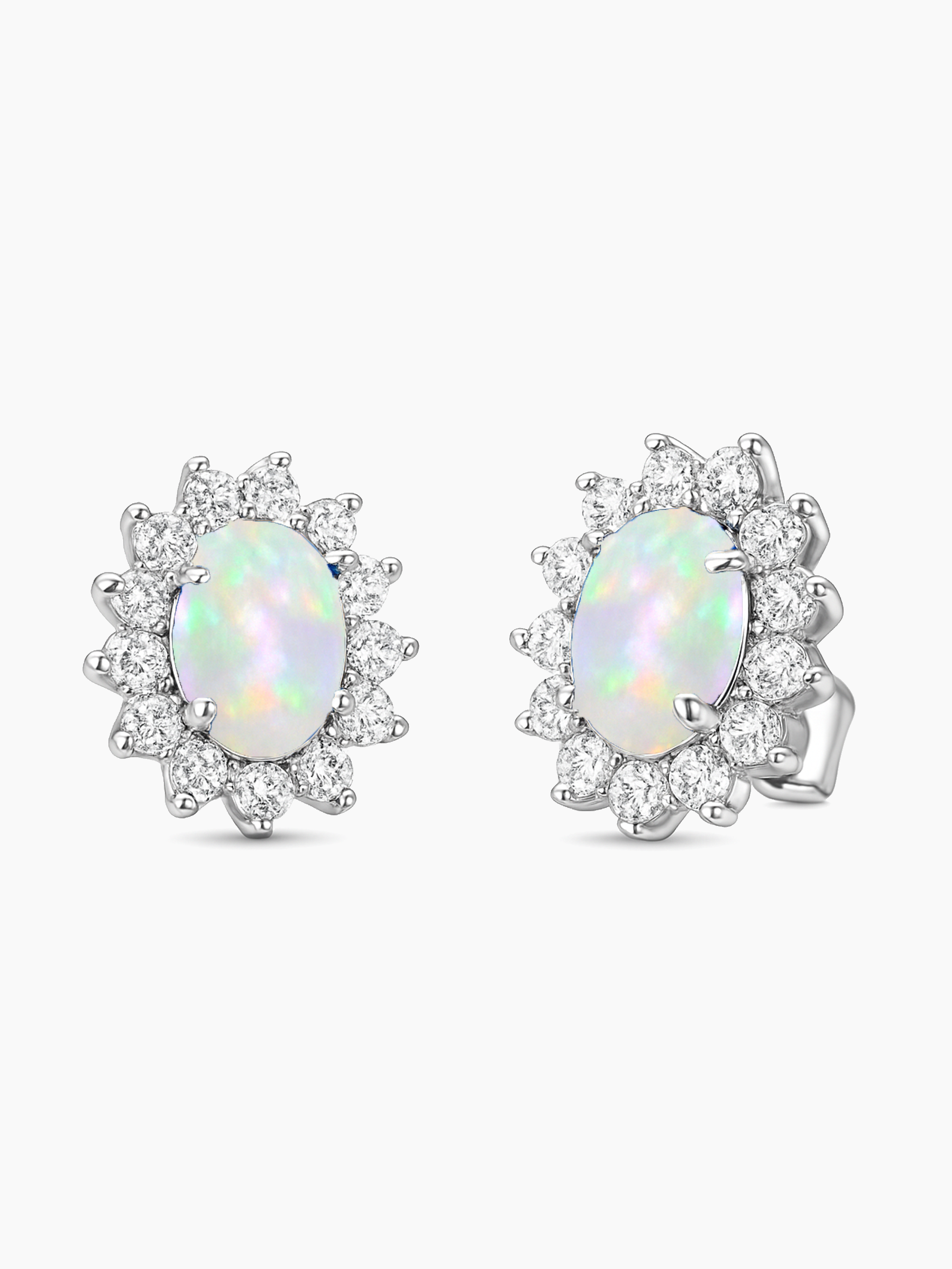 White Opal Stud Earrings