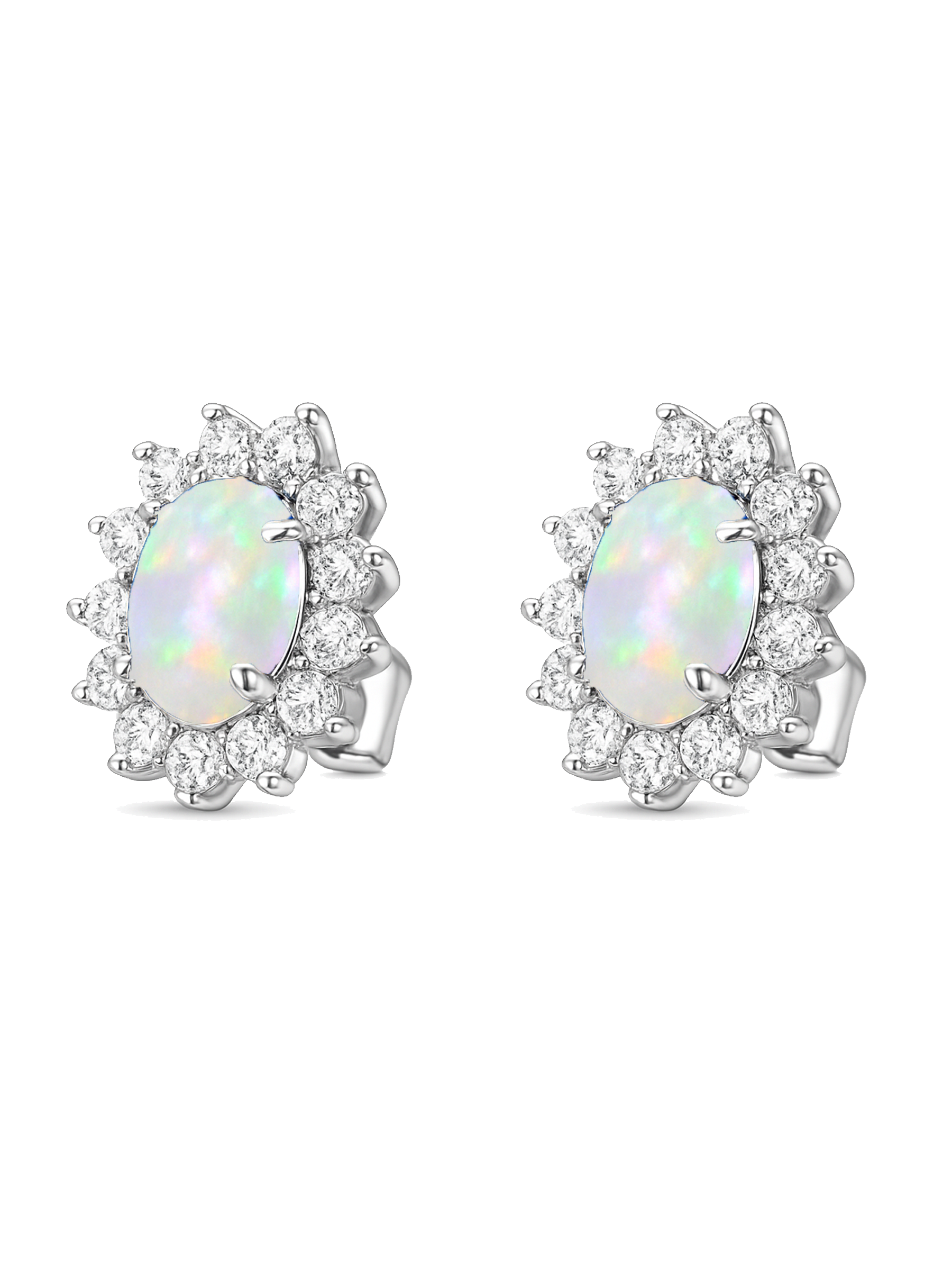 White Opal Stud Earrings